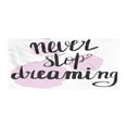 thumbnail image 1 of Lettering Gym Towel, Never Stop Dreaming Message on Watercolor Style Paintbrush Circles Try, One-Sided Quick Dry Microfiber for Beach Fitness & Swimming, 60" x 30", Lilac Charcoal Grey, by Ambesonne, 1 of 2