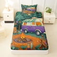 thumbnail image 3 of Catabedysis Rustic Cabin Camper Twin Sheets For Girls,3D Cartoon Camping Pattern Bedding,Multicolor,3-Piece,1 Fitted Sheet and 1 Pillowcase, 3 of 6