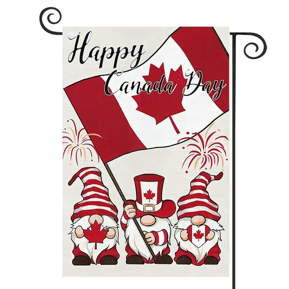 DMERBYL Happy Canada Day Garden Flags Patriotic Gnome Flag 12 x 18 Inch Double Sided Burlap Flags Canada Flag for 1st July Canada Day Outdoor Decorations(Only Flags)