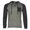 thumbnail image 5 of Men's Long Sleeve Shirt Two Tone Casual Drawstring Pullover 1/4 Button Hooded, Black, M, 5 of 8