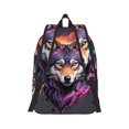 thumbnail image 3 of Xecao Colorful Wolf Head A for Canvas College Laptop Backpack, Durable Rucksack Travel Notebook Bag School Backpack Book Bag for Men Women, 3 of 8