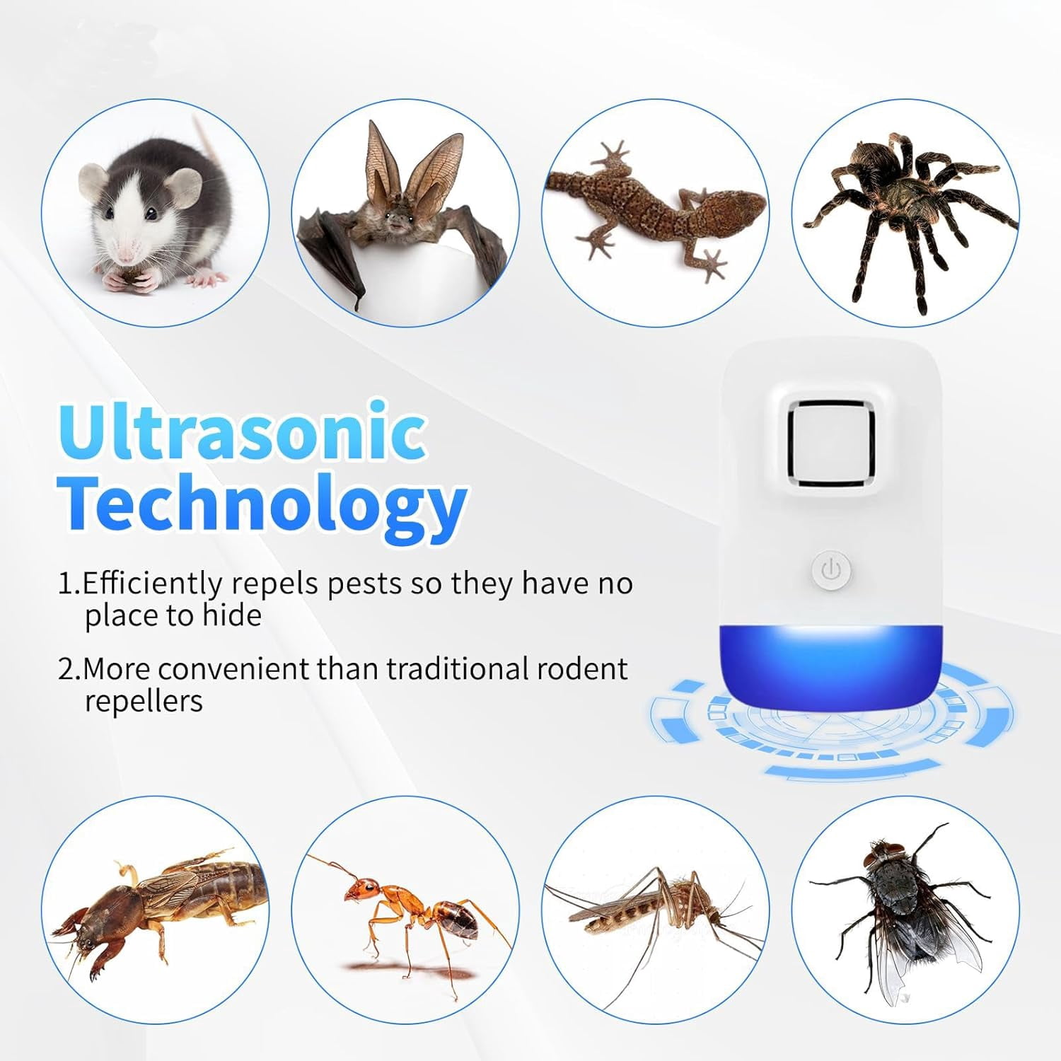 Ultrasonic Pest Repeler,Indoor Mouse Repellet Plug In Pest Control for Insects, Mice, Mosquitoes, Spiders, Cockroaches, Human & Pet Safe