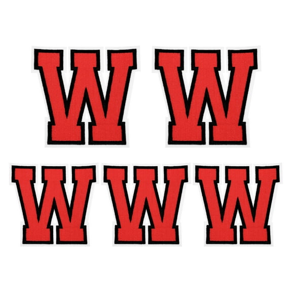 Uxcell Chenille Letter Patches 4.5"/3.1" Alphabet W Iron on Patch (Red, Pack of 5)