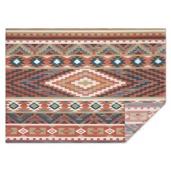 Boho Red Southwestern Ethnic Pattern Rectangle Tablecloth 60"x84",Waterproof Polyester Rectangle Table Cloth, Wipeable Spillproof Polyester Tablecloth for Dining, Camping, Indoor and Outdoor