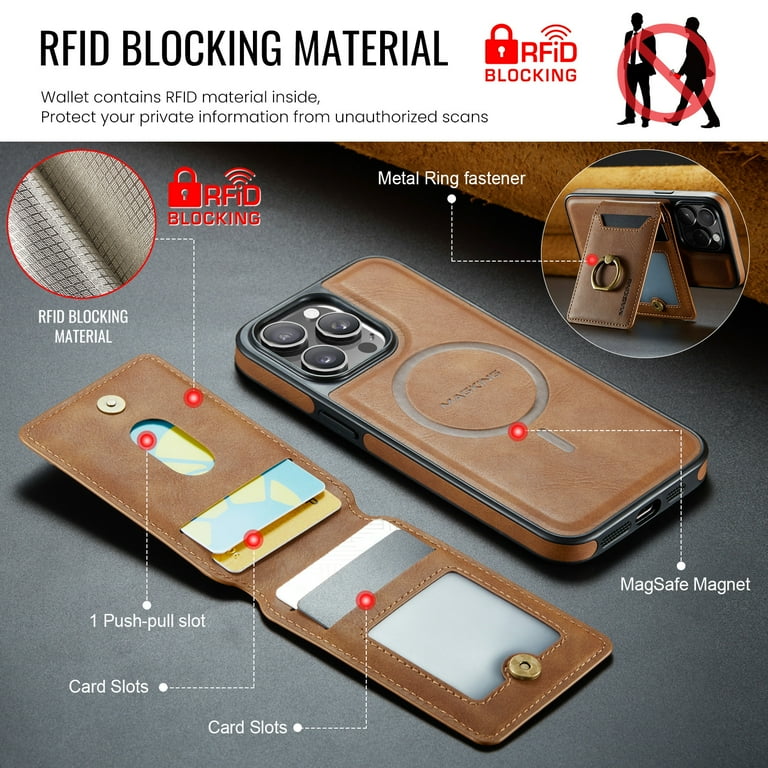 2 in 1 Function Detachable Magnetic Phone Cases Compatible with iPhone 16e Case with Card Holder Ring, Compatible with Magsafe Wallet, Slim Fit PU Leather Men RFID Blocking, Brown - Walmart.com 2 in 1 Function Detachable Magnetic Phone Cases Compatible with iPhone 16e Case with Card Holder Ring, Compatible with Magsafe Wallet, Slim Fit PU Leather Men RFID Blocking, Brown - Walmart.com