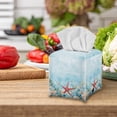 thumbnail image 3 of ZIATUBLE Sea Starfish Square Tissue Box Cover Leather Tissue Holders Decoration for Home Wear Resistant Tissue Box Cover Case with Snap Button Napkin Tissue Dispenser, 3 of 7