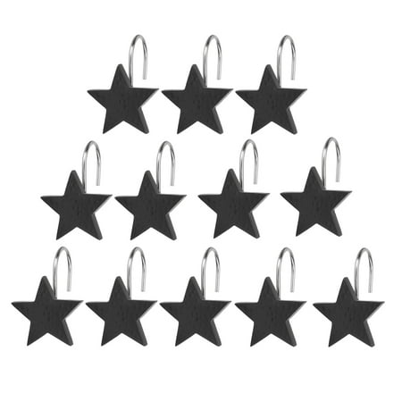 12pcs Black Star Shower Curtain Hooks Hanger Bathroom Decor