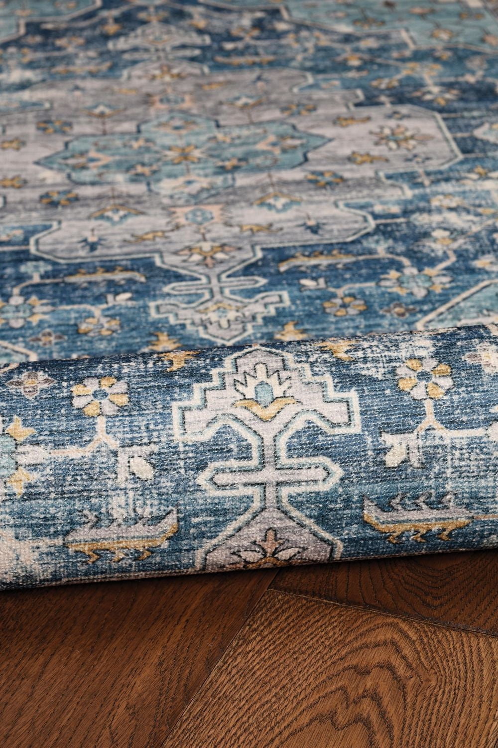 Tapis d'appoint lavable Sariah 3 pi x 5 pi sarcelle et ivoire