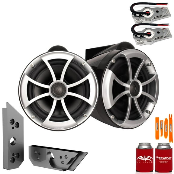 Wet Sounds ICON8B-SBM 8" BLACK Swivel Tower Speakers with Malibu G5 Tower Adapters