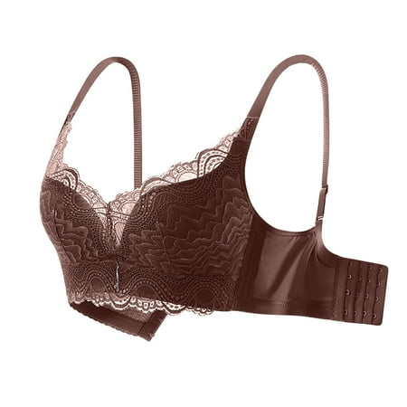 SBYOJLPB Women s Sexy Bra Ladies Comfortable Breathable No Steel Sexy Lace Gathering Adjustment Lift Bra Woman Underwear Coffee 8(L)