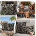 thumbnail image 5 of Black Floral Outdoor Waterproof Pillow Covers, Boho Botanical Vintage Paisley Flower Decorative Square Throw Pillowcase Sofa Cushion Sham for Patio/Couch/Chair, 26"x26" 2 Pack, 5 of 8