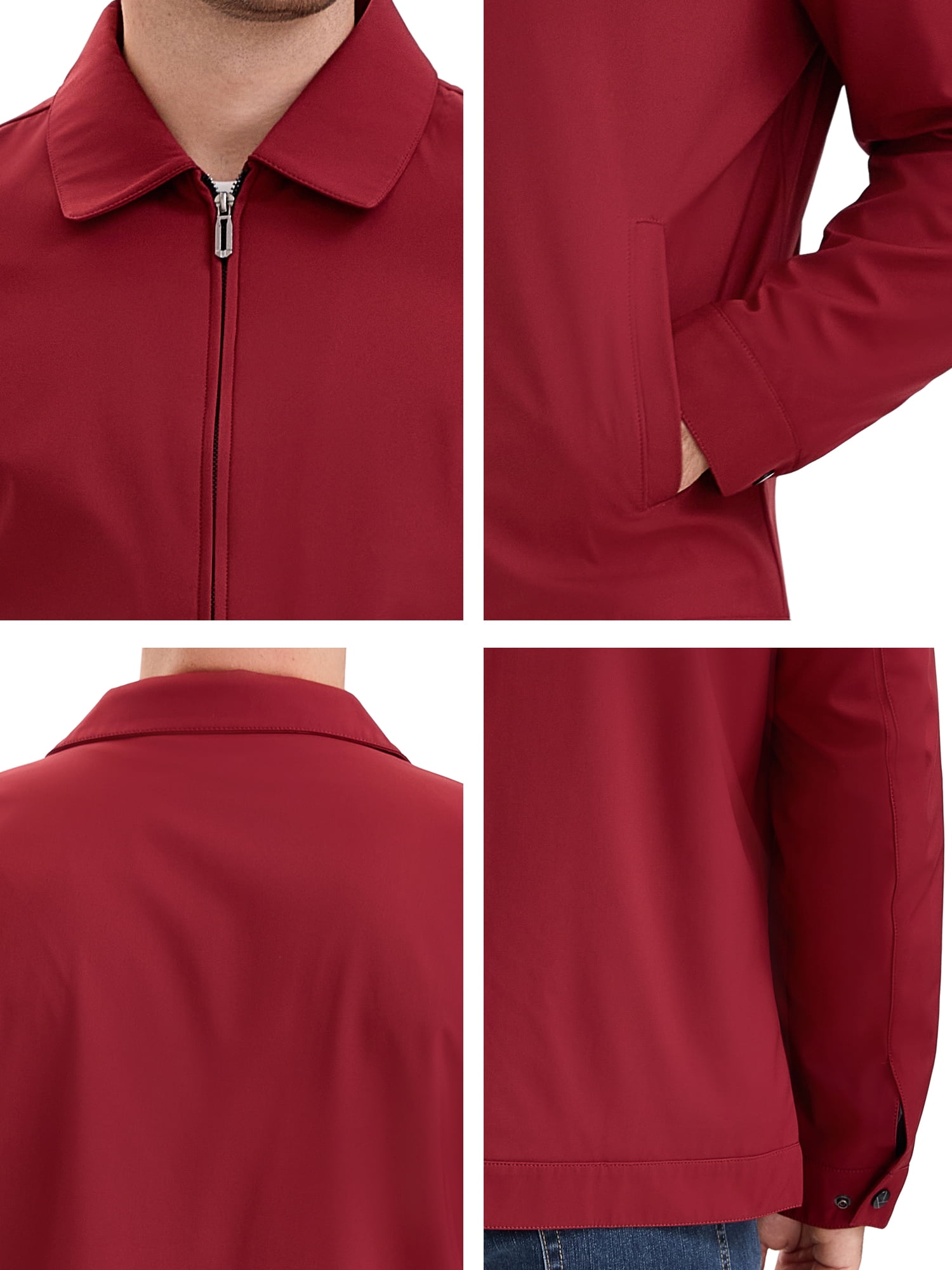 DARING DIVA Men's Long Sleeve Full Zip Up Lapel Solid Lined Jacket XL Red