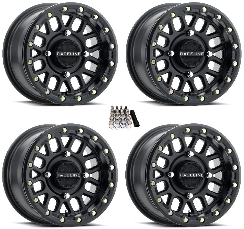 Raceline Podium Beadlock UTV Wheels (6+1) Black 14" Polaris RZR 1000 XP