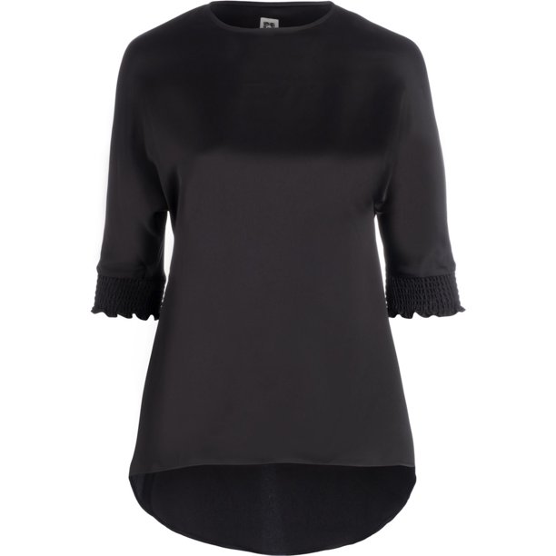 Anne Klein Blusa de túnica de satén para mujer, negro, grande Anne Klein Sayo