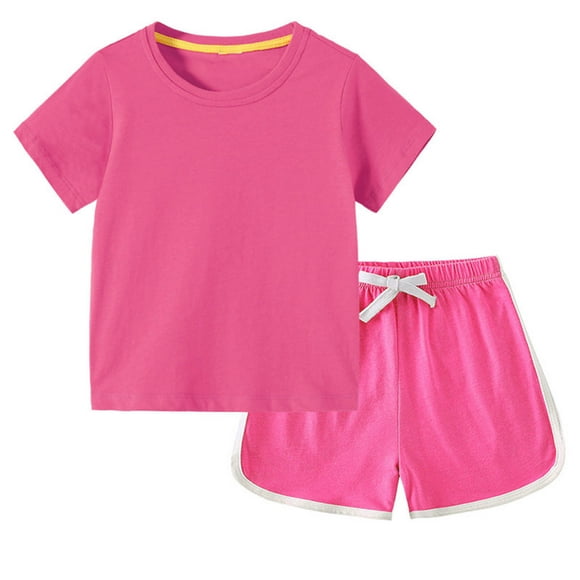 Odeerbi 18M-12Y Niños Niñas Conjunto de Verano Deportivo Camiseta de Manga Corta de Algodón Shorts Conjunto de Dos Piezas Suave
