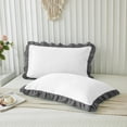 thumbnail image 2 of Ayanshi Bedding Dual Tone Ruffle Pillow Shams Standard King Size Set of 2, 20X36 - Ruffled Design Pillow Cases Soft & Smooth - Luxurious Pillow Covers 20X36 - (White-Dark Grey), 2 of 7