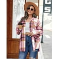 thumbnail image 2 of Weardear Womens Plus Size Shacket Jacket Flannel Plaid Long Sleeve Button Down Shirts Casual Fall Blouses Tops, 2 of 7
