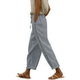 thumbnail image 1 of Women Casual High Waist Capri Pants - Drawstring, Wide Leg Cropped, with Pockets, Polyester, Fashionable for Daily Wear, 1 of 6