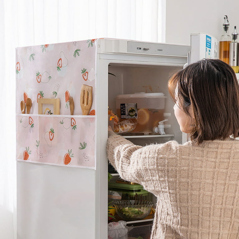 Waroomhouse Refrigerator Cover with Pockets Anti-fouling Waterproof Cartoon  Printed Refrigerator Protector for Home 