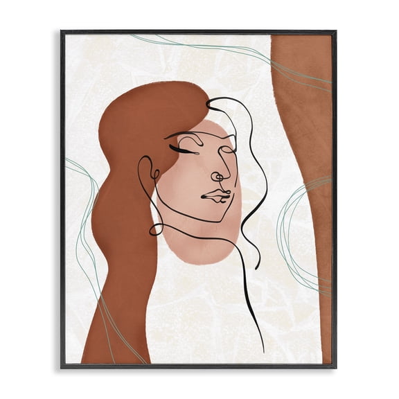 Stupell Industries Bohemian Organic Female Portrait Abstract Linework Black Framed Giclee Art, 16 x 20, by Ziwei Li