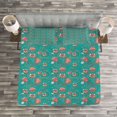 thumbnail image 3 of Ambesonne Turquoise Quilted Bedspread Set 3 Pcs, Circular Elements, Queen Size, Teal Coral, 3 of 3