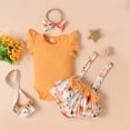 thumbnail image 2 of Body De Bebé, Conjunto De Canastilla, Monos Para Niñas Pequeñas, Moda, Estampado De Flores, Volantes, Mono De Manga Corta, Mono, Traje Con Lazo Naranja Odeerbi LM103-8538, 2 of 9