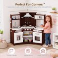 thumbnail image 5 of Wooden Kids Pretend Play Corner Kitchen Set Cooking Playset Toddler Toy Gift with Sounds & Lights(Brown), 5 of 20