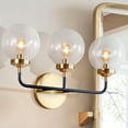thumbnail image 4 of JONATHAN Y Caleb 22" 3-Light Contemporary Transitional Iron/Glass LED Vanity Light, Brass Gold/Black, 4 of 7