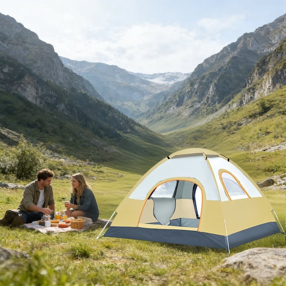 RYDCOT 1Pcs Automatic Pops-Up Camping Tent, for 3-4 Person Portable Instants Waterproof Tent with Storage Bag Lightweight Backpacking Tent, for Outdoor Hiking Beach Picnic