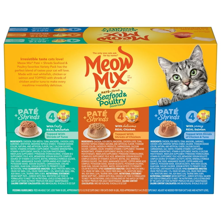 Meow Mix Pate Toppers Seafood Poultry Variety Pack Wet Cat Food 12 Cups Walmart