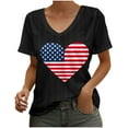 thumbnail image 2 of VKOYWKM Independence Day Tee Shirts for Women 4th of July Short Sleeve Tops Patriotic Stars Stripes Graphic T Shirts Casual V Neck American Flag T-Shirts, 2 of 3