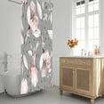 thumbnail image 2 of Extra Long Shower Curtain 72x84 inch Length, Aesthetic Grey Pink Floral Shower Curtain Sets with Hooks for Bathroom,Water Resistant Polyester Fabric, 2 of 6