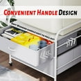 thumbnail image 6 of 2 Drawer Dresser, 120LBS Fabric Storage Tower, 2 Drawer Storage Cart, Mini Fridge Stand with Storage, Metal Frame Iron Top, 4 Swivel Wheels for Home Kitchen, White, 6 of 16