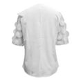 thumbnail image 5 of White Womens Tops 2025 New Summer Commute Solid Color Simple V Neck Lace Short Sleeved T Shirt Shirts for Women, 5 of 6