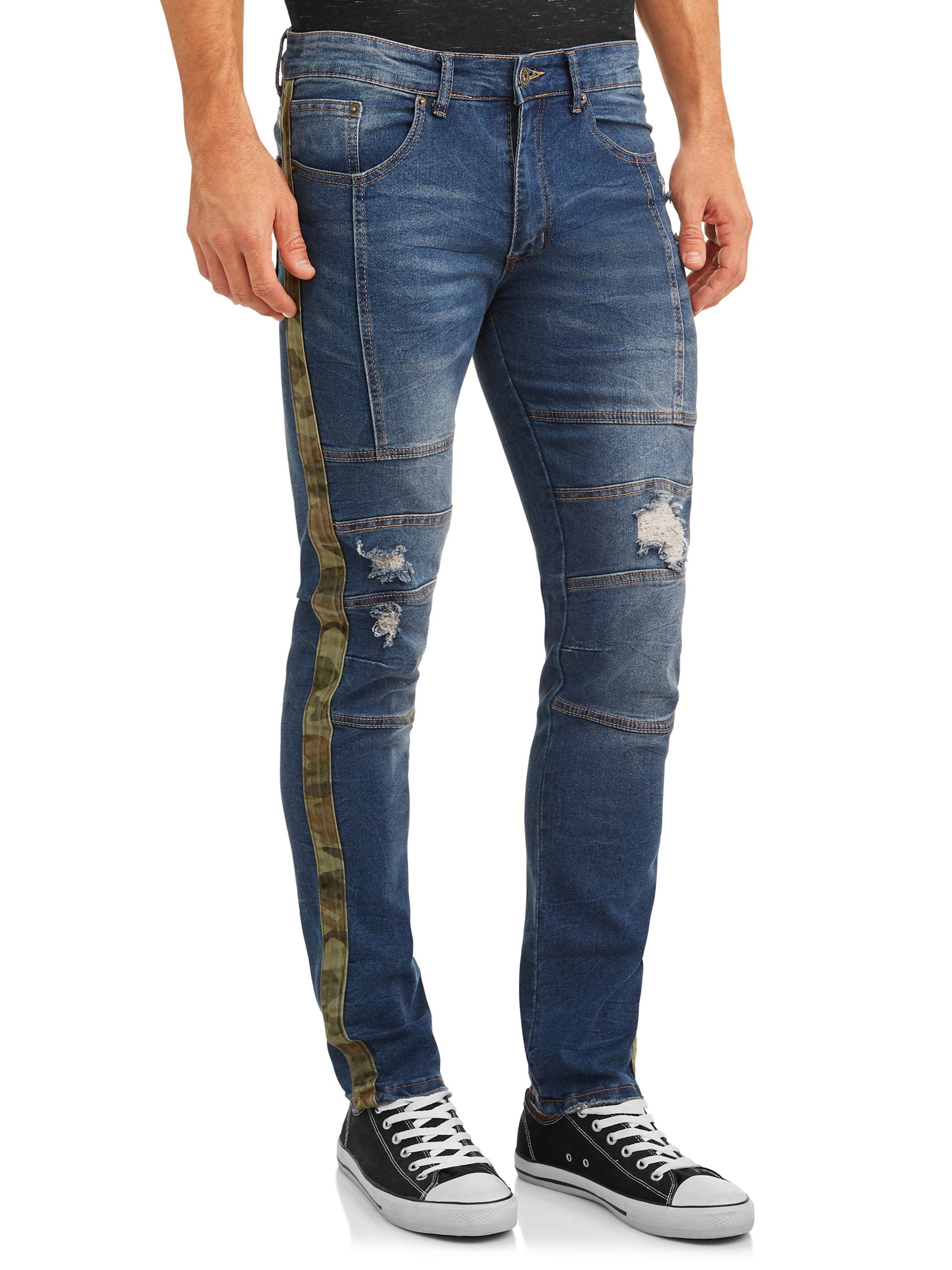Modern Culture Men's Slim Stretch Moto Jean with Camo Taping - Walmart.com
