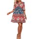 thumbnail image 1 of Vestido Irfora Vestido bohemio floral con volantes para mujer, media manga, cuello en V, vacaciones, verano, playa, azul L Irfora Vestido, 1 of 5