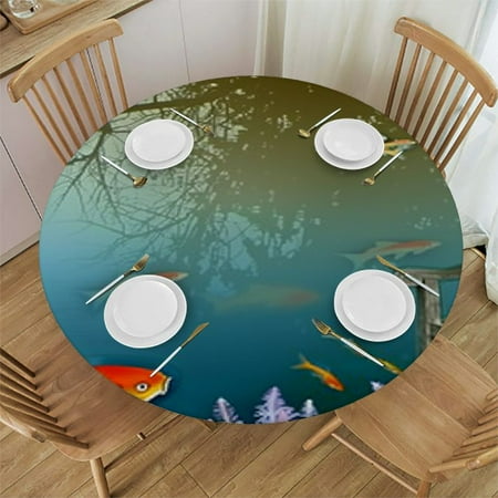 Seabed marine animal shark tabletop cover Sea wave tabletop cover Summer beach swimming pool fishing birthday party decorations Elastic belt tabletop cover