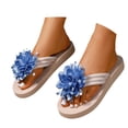 thumbnail image 2 of 2026 Women's 3D Floral Sandals Dressy Flatform Thongs Flip Flops Summer Beach Vacation Fashion Casual Flip Flops Elegant Flower Slippers (Male,Blue3), 2 of 7