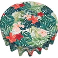 thumbnail image 3 of Hawaiian Leaf Round Tablecloth Summer Tropical Palm Leaves Table Cloths Floral Circular Table Cover Waterproof Wipeable Tabletop Decor for Dining Kitchen Camping Picnic Party 60 Inch, 3 of 6