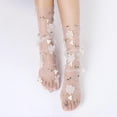 thumbnail image 5 of 1 Pair Pile Socks Elegant Transparent Nylon Less Wear Floral Lace Socks Photo Props, 5 of 5