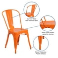 thumbnail image 5 of BizChair Commercial Grade Orange Metal Indoor-Outdoor Stackable Chair, 5 of 12