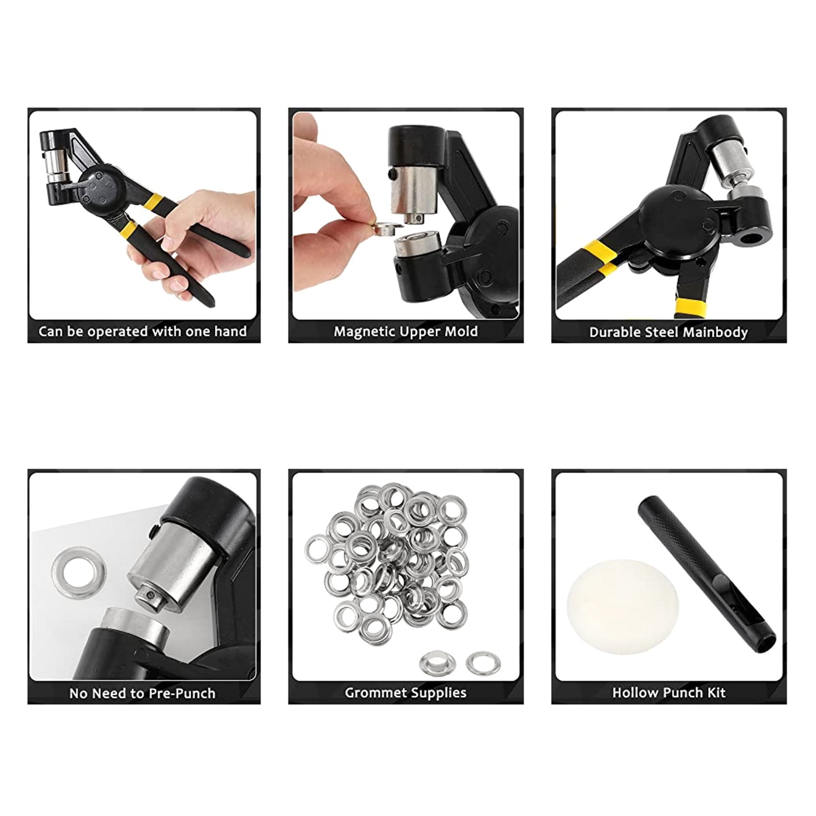 Heavy Duty Grommet Tool Kits Handheld Manual Eyelet Tool Press Punching Pliers for Leather Canvas Fabric Accessories