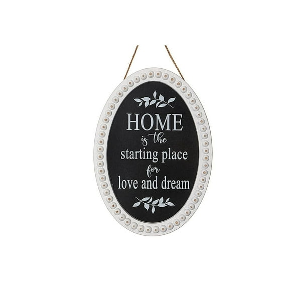 IH Casa Decor Wooden Beaded Oval Sign Home