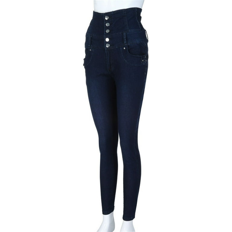 pgeraug leggings for women hight waisted denim jeans stretch slim calf  length jeans pants for women dark blue 4xl 