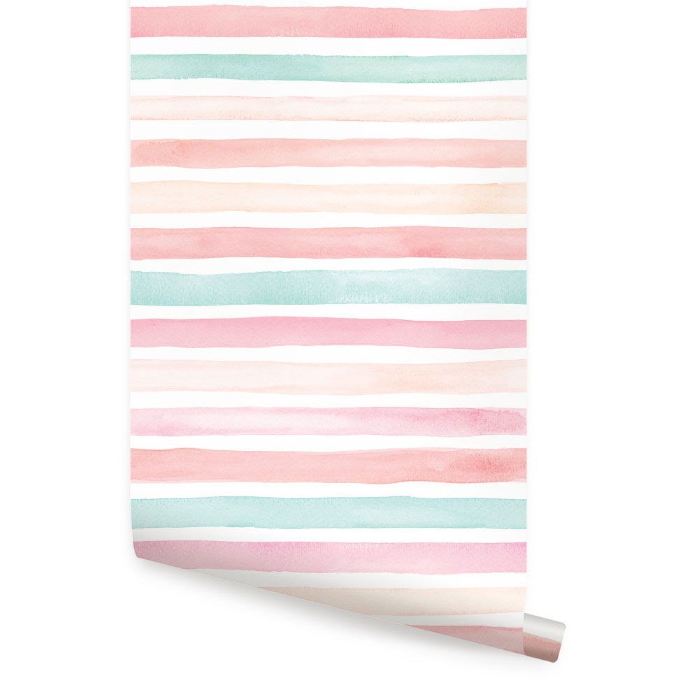 Watercolor Stripes Peel and Stick Wallpaper - Walmart.com