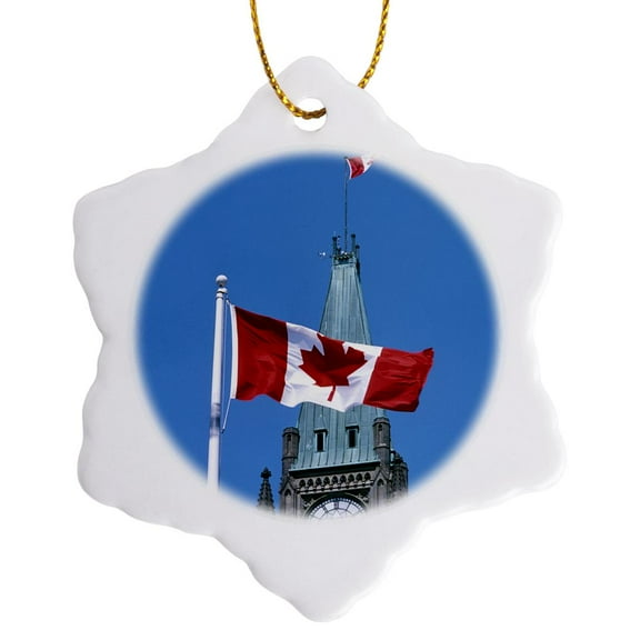 3drose, Canada, Ontario, Ottawa. Parliament Hill Buildings-cn08 Mgi0030 - Mark Gibson, 3 inch Snowflake Porcelain Ornament
