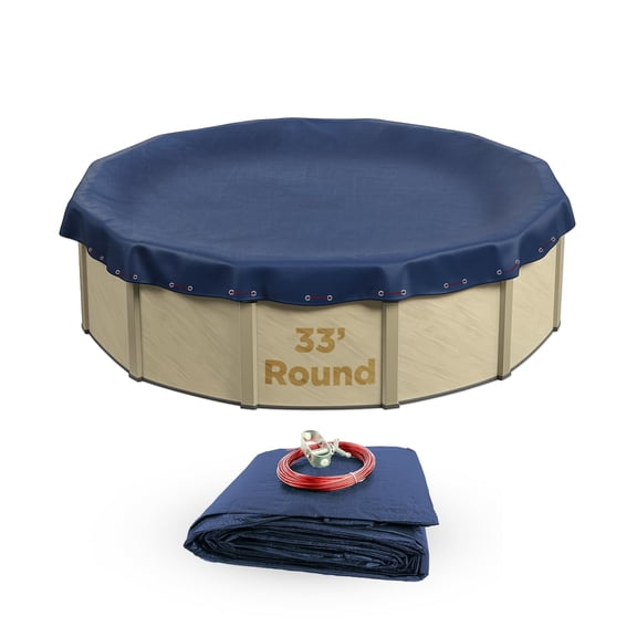 Buffalo Blizzard Round Deluxe Blue/Black Winter Swimming Pool Cover, 33'