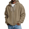 thumbnail image 3 of jiaxiM Waffle Knit Hoodies for Men Full Zip Sweatshirt Hooded with Pocket Loose Fit Drawstring Athletic Jackets, 3 of 5