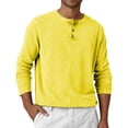 thumbnail image 2 of Inglocry Henley Long Sleeve Shirts for Men, Regular-Fit Solid Color Basic Button Down Shirts Soft Basic Tops Yellow 2XL, 2 of 5