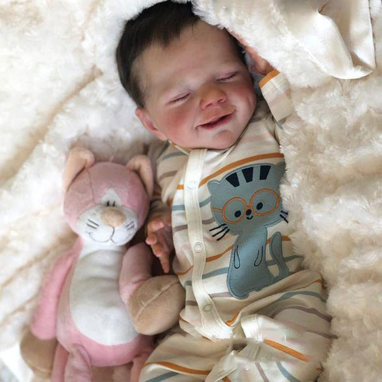HUIMEYA Lifelike Reborn Baby Dolls Boy 18 Inch Newborn Sleeping Baby Dolls with Feeding Toy for Kids Age 3+